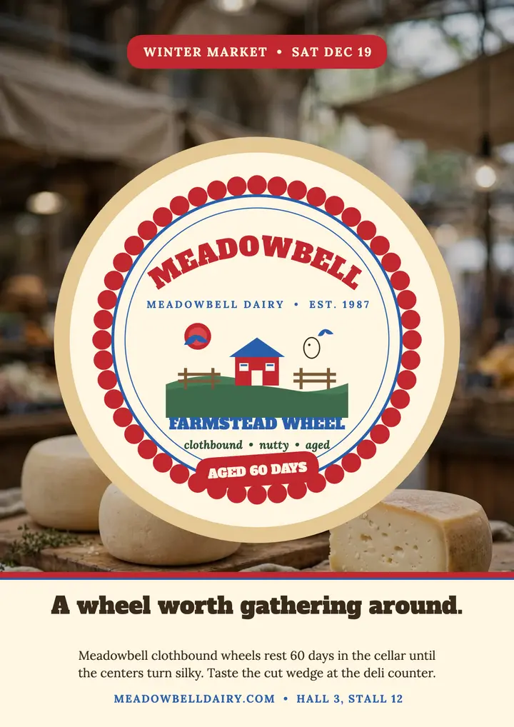 Meadowbell farmstead cheese flyer template