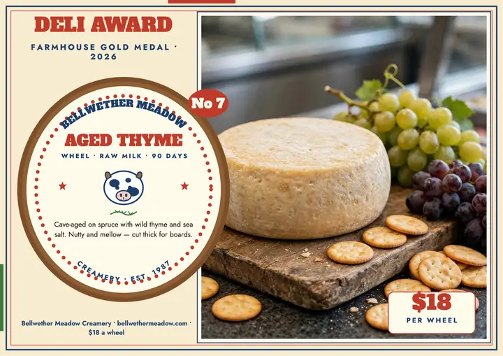 Bellwether cheese wheel deli certificate template