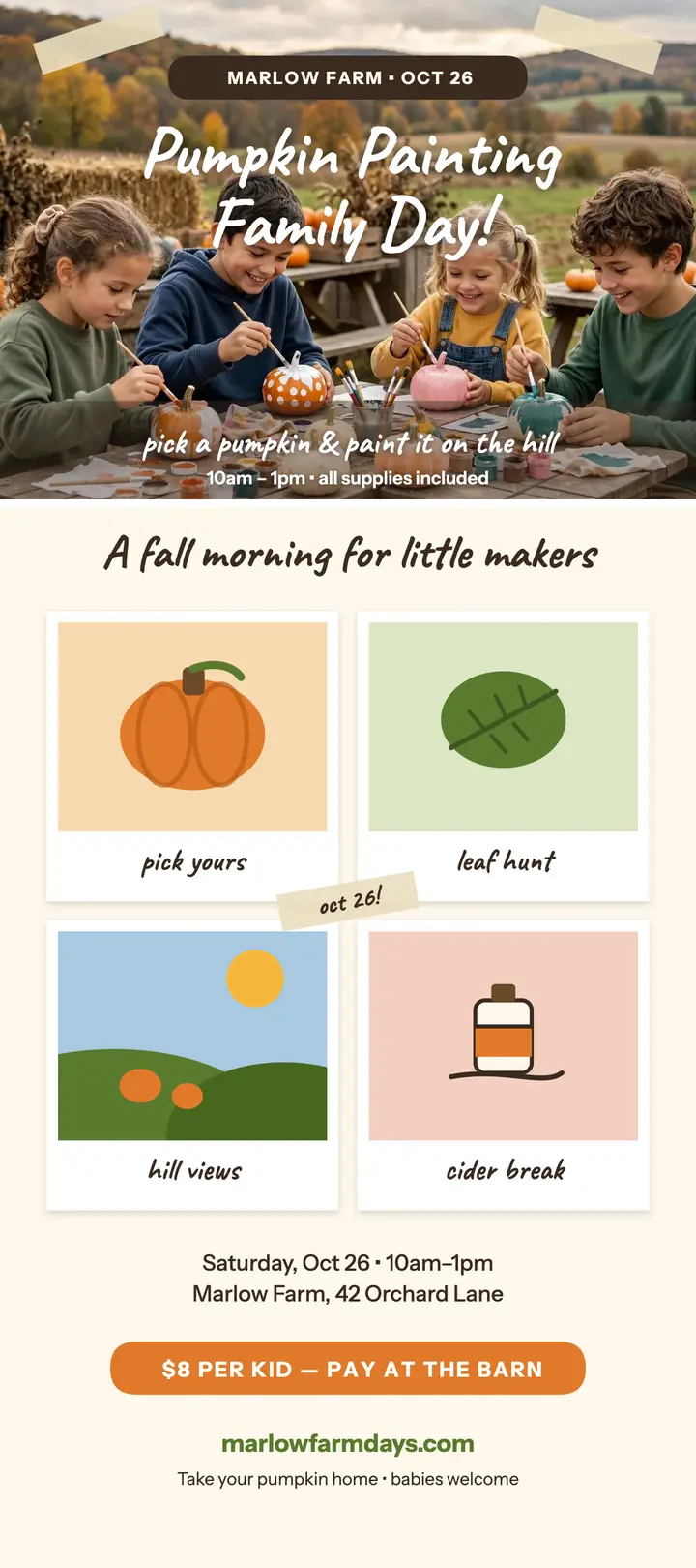 Marlow Farm family pumpkin day rack card template