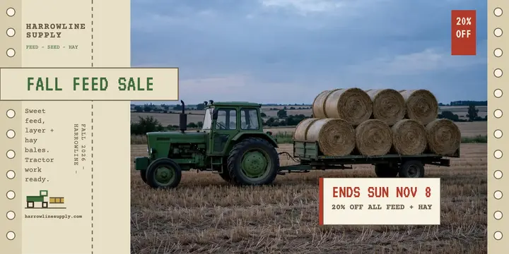 Harrowline fall feed sale dot-matrix post template