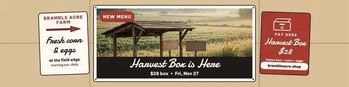 Bramble Acre harvest box etsy banner template