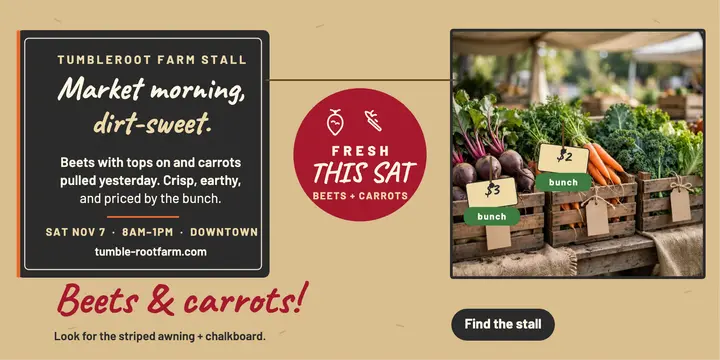 Tumbleroot Farm stall produce post template