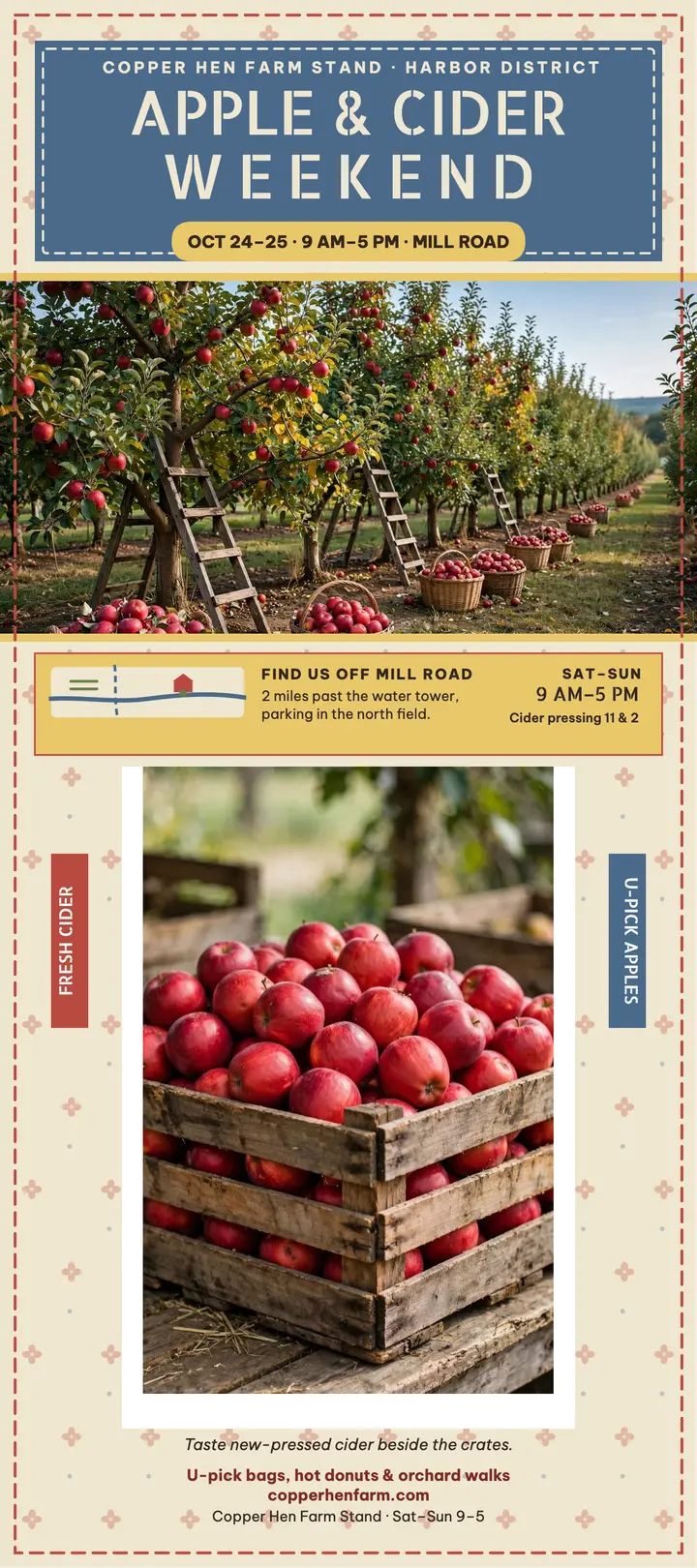 Copper Hen apple and cider weekend rack card template