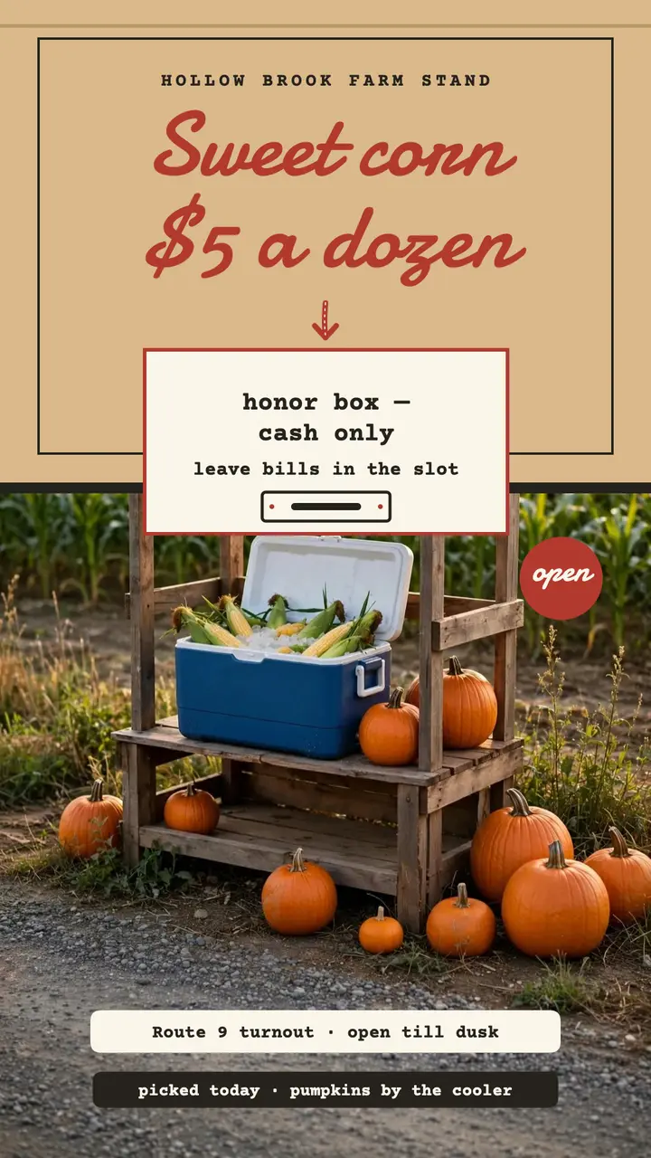 Hollow Brook farm stand roadside story: farm stand story template