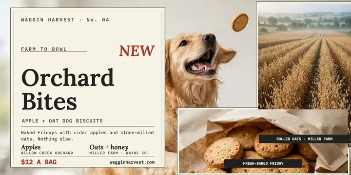 Waggin Harvest farm treat menu post template