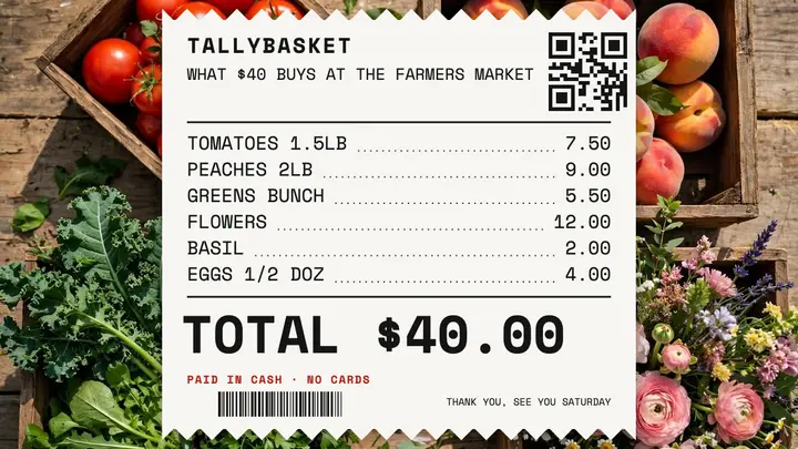 What $40 buys at the market receipt template