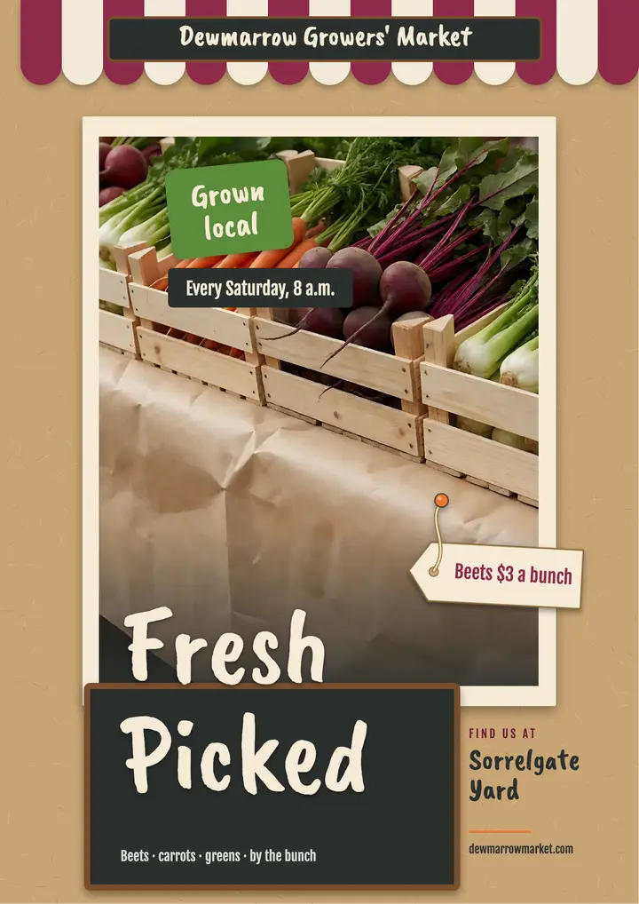 Dewmarrow Growers' Market Saturday flyer template