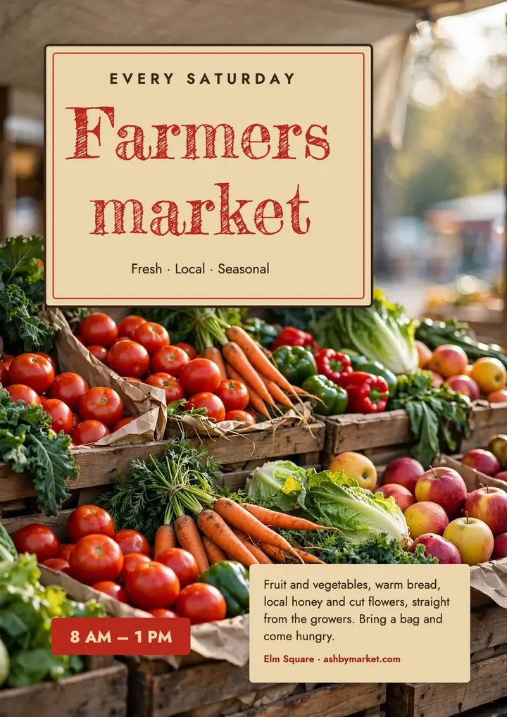 Saturday farmers market flyer template