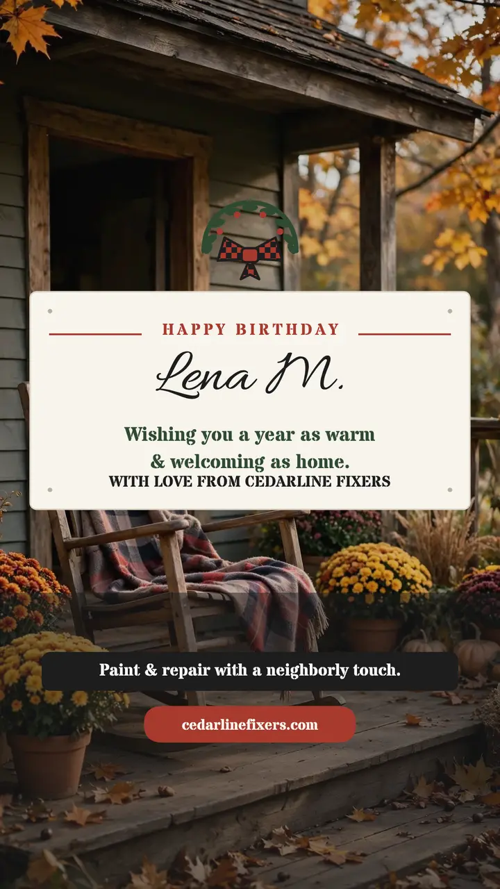 Cedarline birthday story, farmhouse sign: birthday story template