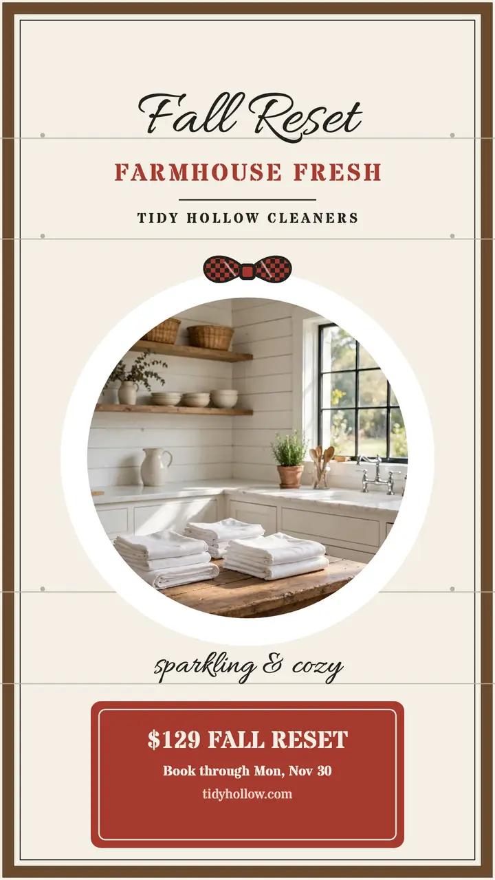 Tidy Hollow fall reset cleaners story: cleaning service story template