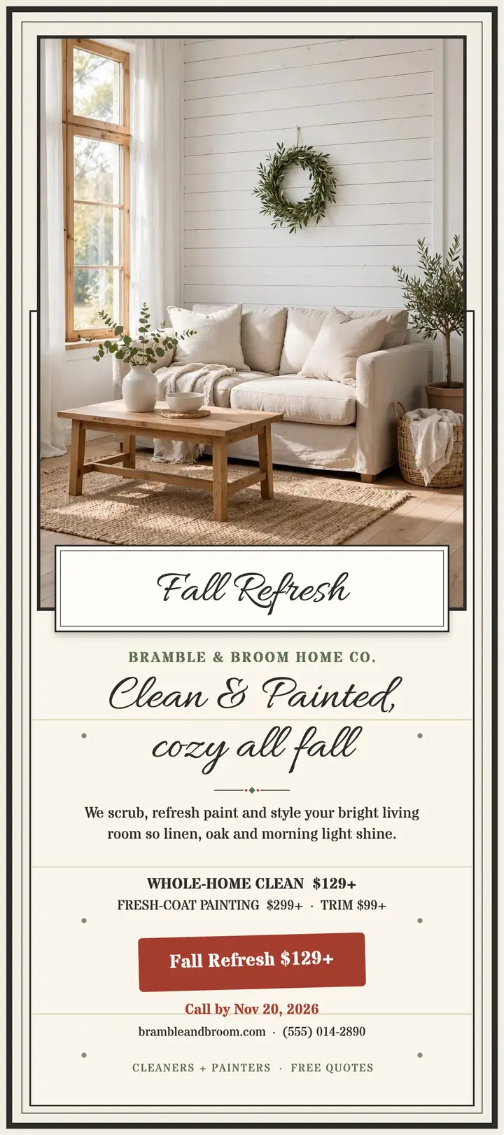 Bramble and Broom farmhouse cleaners card template