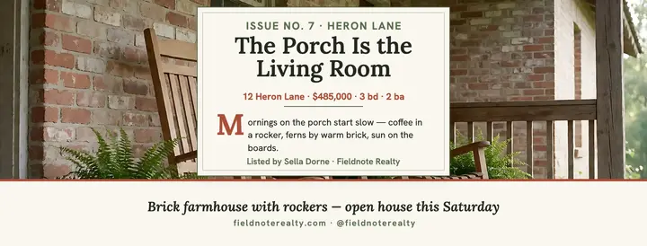 Brick farmhouse porch guide cover template