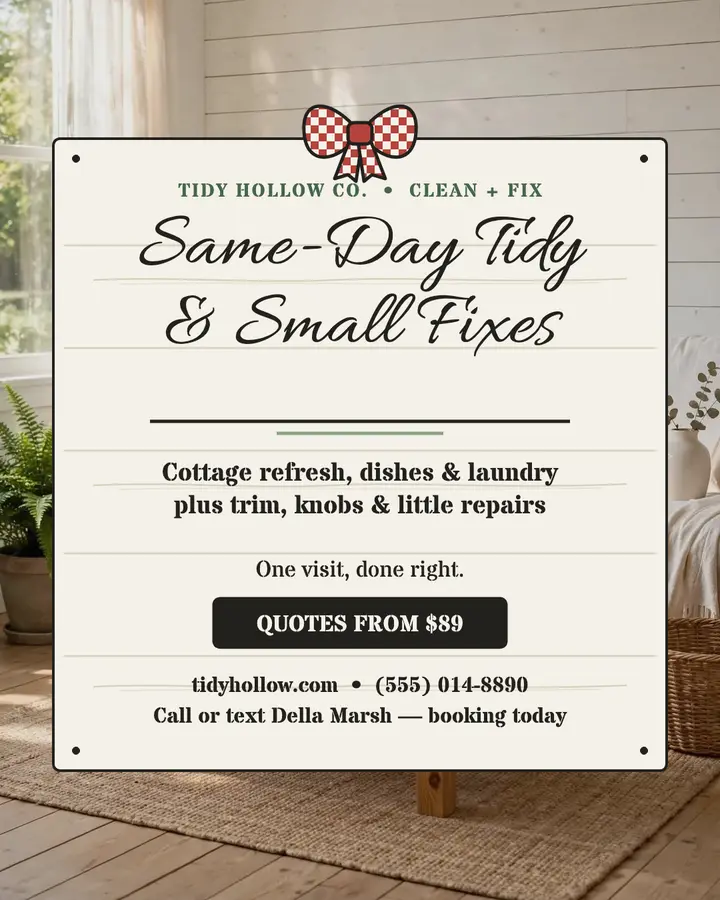 Tidy Hollow same-day tidy and fixes post template