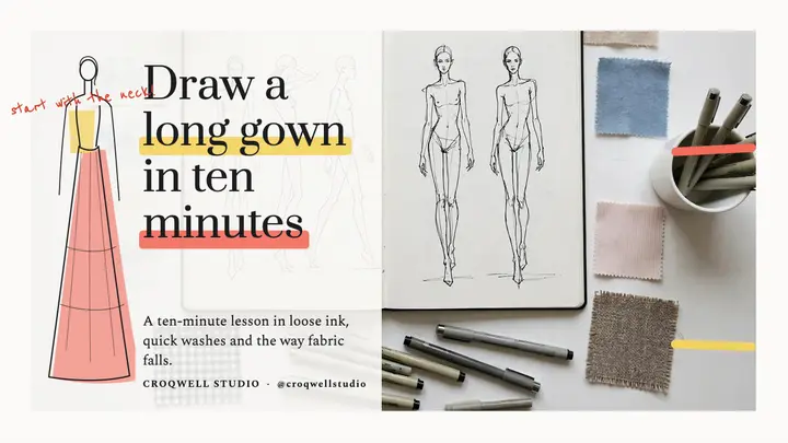 Fashion croquis lesson thumbnail template