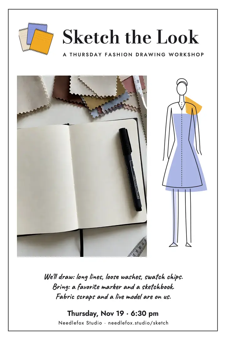 Fashion sketching evening poster, croquis template