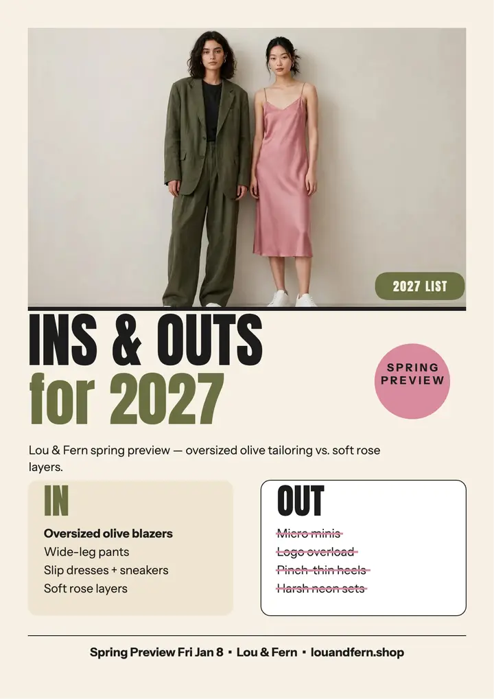 Lou and Fern 2027 ins and outs flyer template