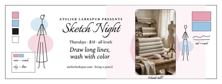 Sketch Night cover, Atelier Larkspur template