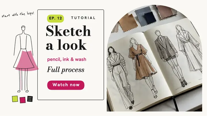 Fashion sketch tutorial thumbnail template