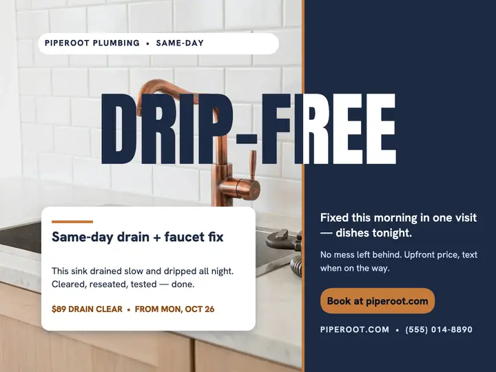 Piperoot same-day faucet repair split slide template