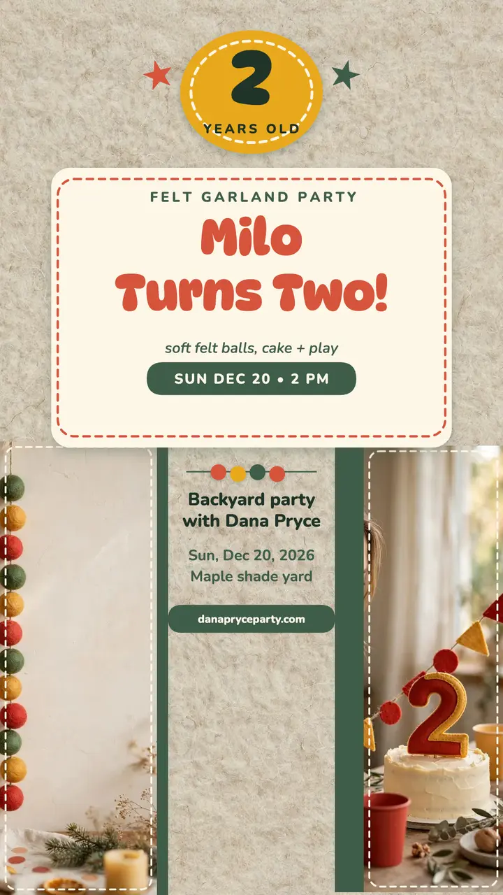 Milo turns two felt party story template