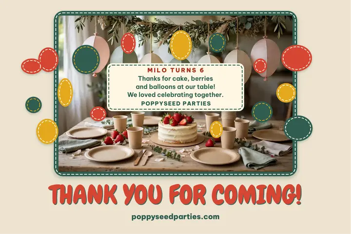 Felt birthday thanks postcard from Poppyseed template