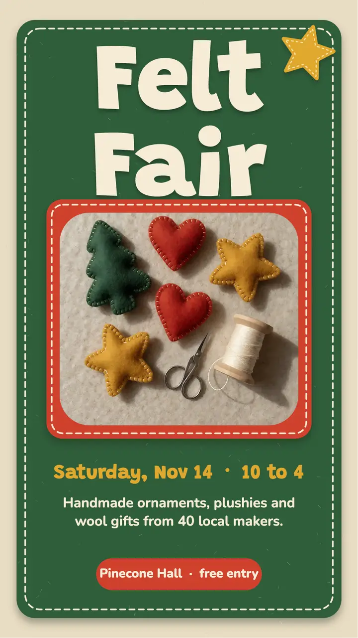 Pinecone Hall felt fair story template