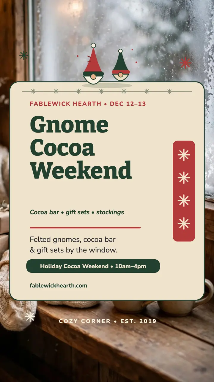 Fablewick Hearth gnome cocoa story template