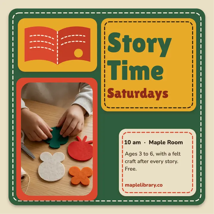 Story Time Saturdays felt post template