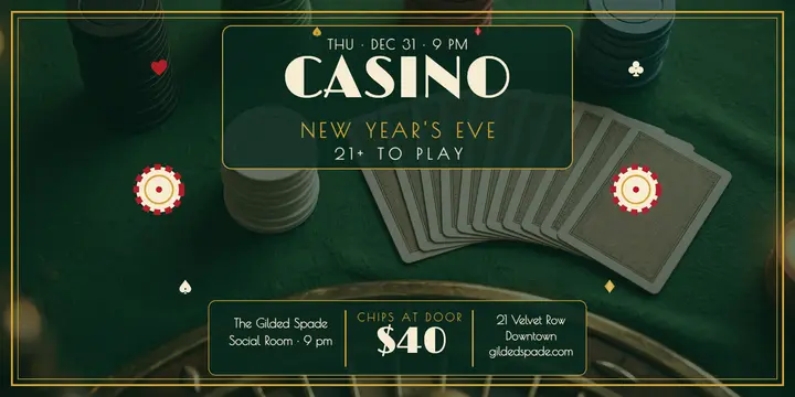Gilded Spade casino New Year's Eve gala post: casino night party post template