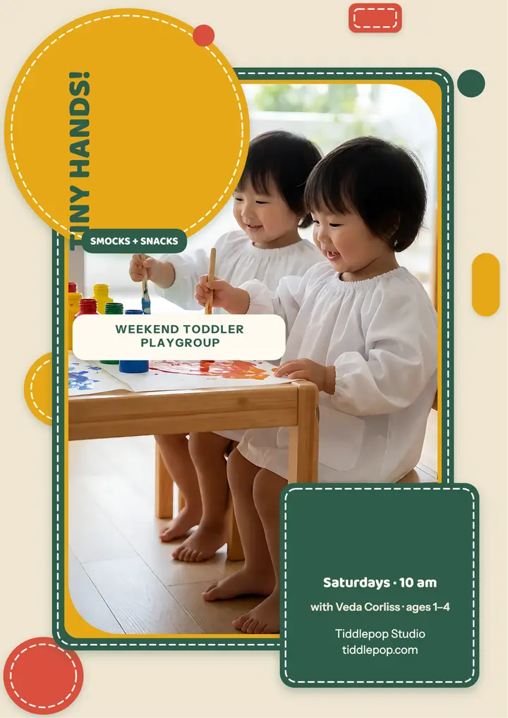 Tiddlepop weekend art playgroup flyer template