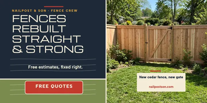 Nailpost fence rebuild woodcut post: fence repair post template