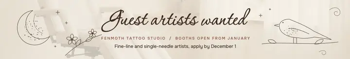 Fenmoth Tattoo guest artists wanted fine-line page cover template