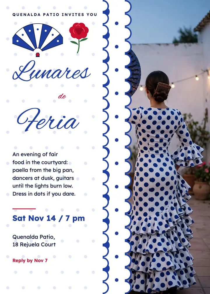 Lunares de Feria courtyard supper invitation template