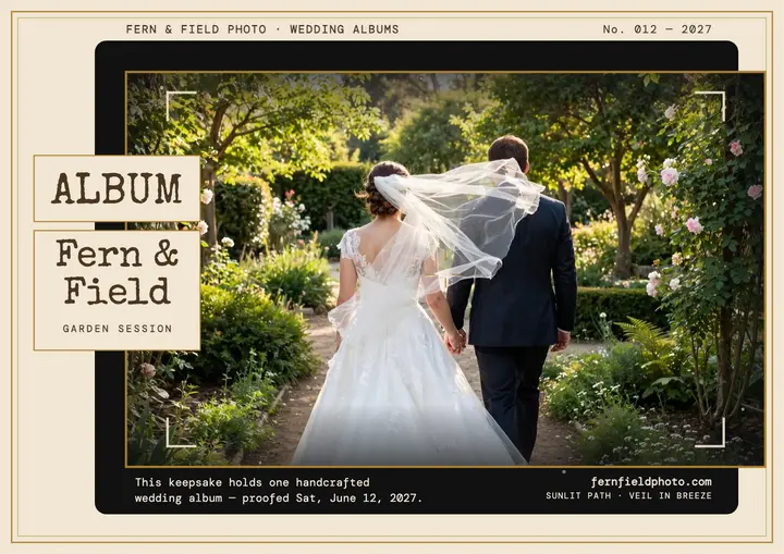 Fern and Field wedding album certificate template