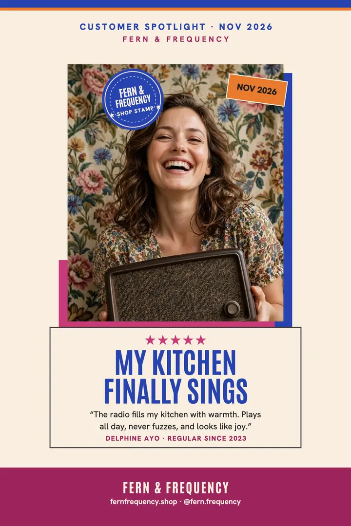 Fern and Frequency customer spotlight poster template