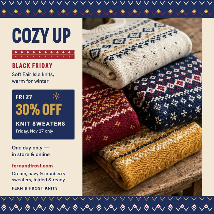 Fern and Frost Black Friday sweater sale template