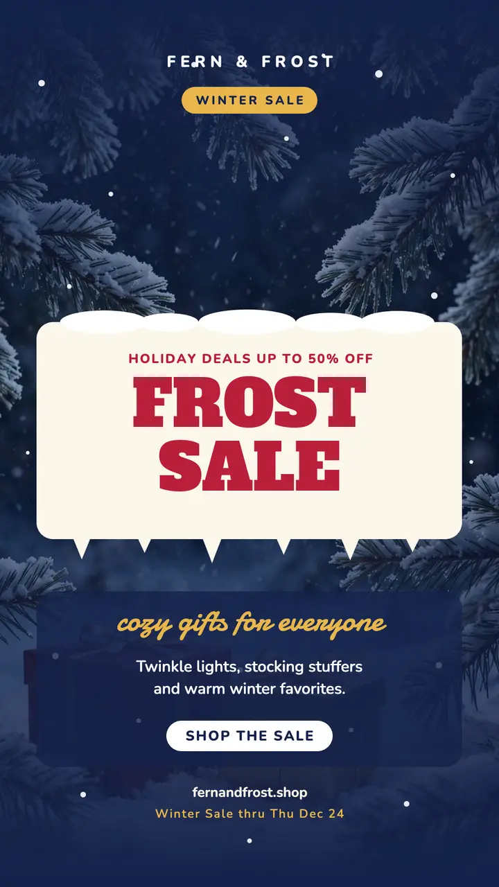 Fern and Frost winter sale story template