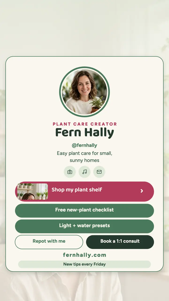 Fern Hally plant link in bio story template