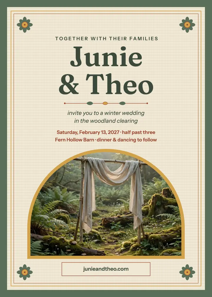 Fern Hollow tapestry winter invitation template