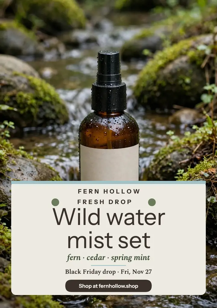 Fern Hollow mist set stream launch flyer template
