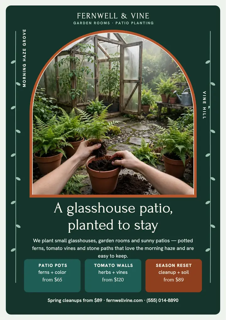 Fernwell patio planting service flyer template