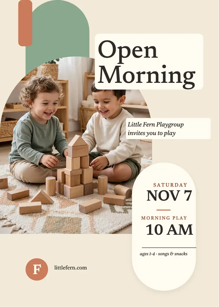 Little Fern Playgroup open morning arch invitation template