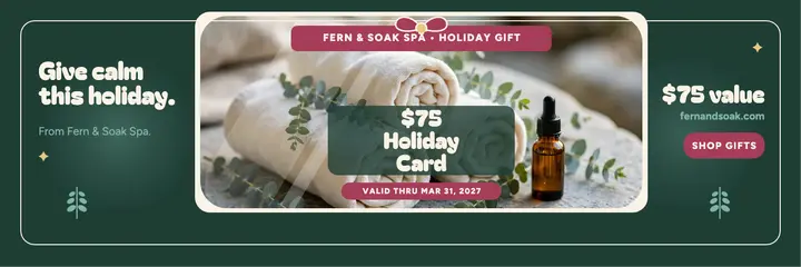 Fern and Soak holiday gift card header template