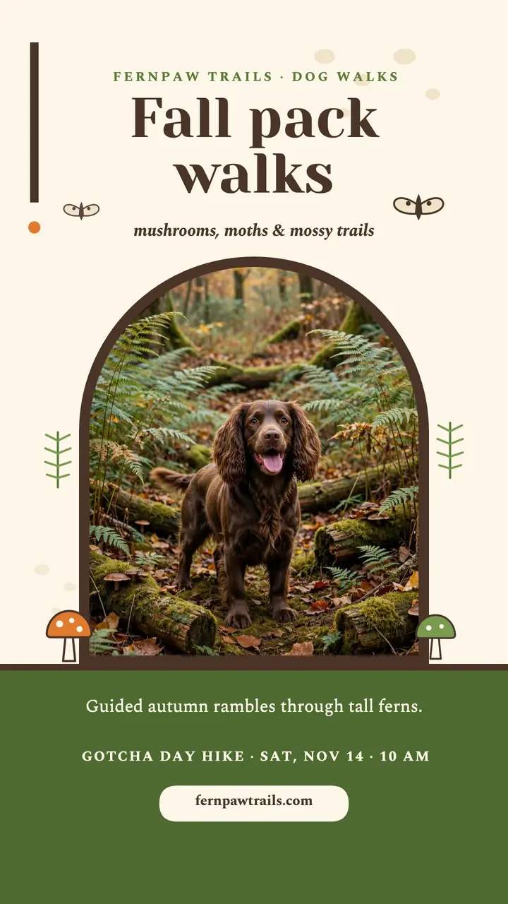 Fernpaw Trails fall pack walks story: dog walking story template