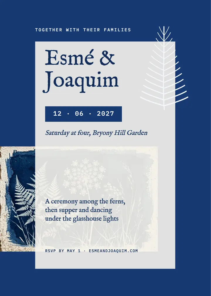 Esmé and Joaquim fern wedding invitation template