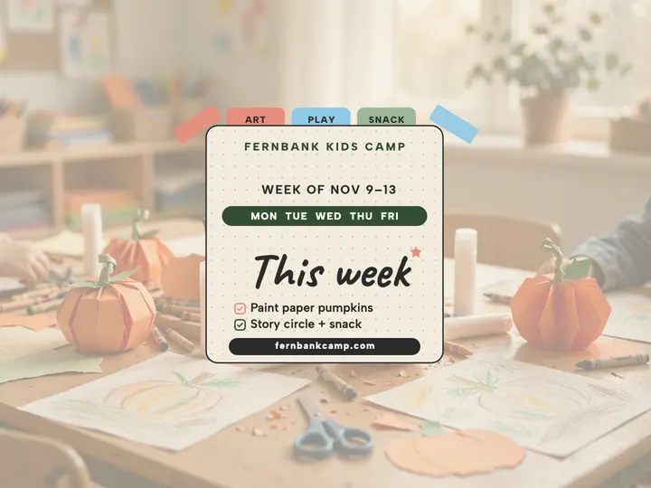 Fernbank Kids Camp weekly planner slide: kids camp planner slide template
