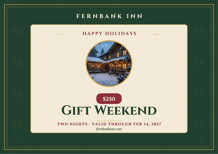 Fernbank Inn holiday gift weekend certificate: holiday gift certificate template