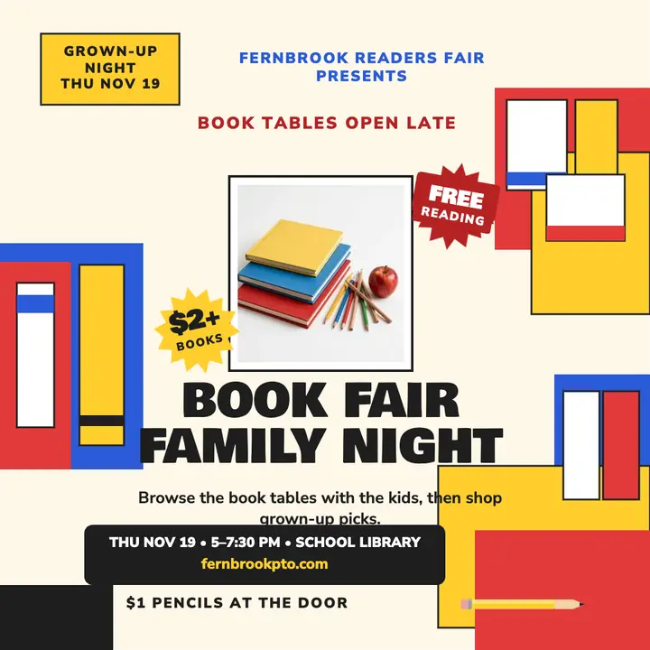 Fernbrook book fair family night post: book fair family night post template