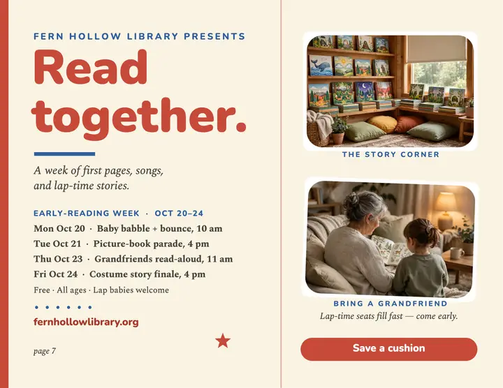 Fern Hollow early reading week flyer template