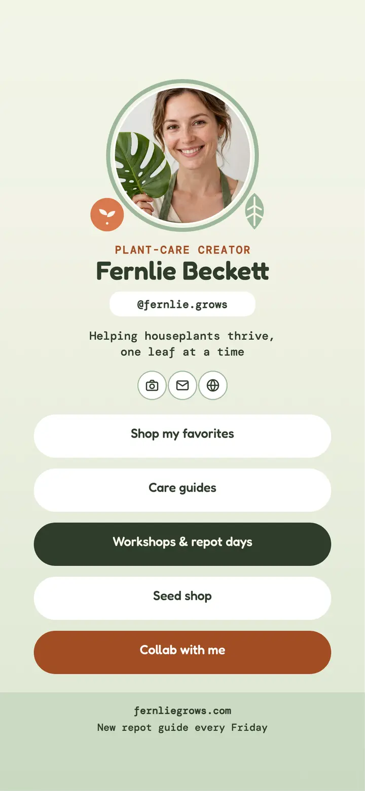 Fernlie plant care link in bio wallpaper template